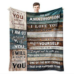 Parent to Son Gift Blanket - New 50"x60" Throw